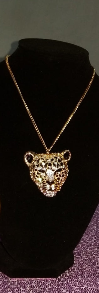 Crystal Face Cheetah Necklace